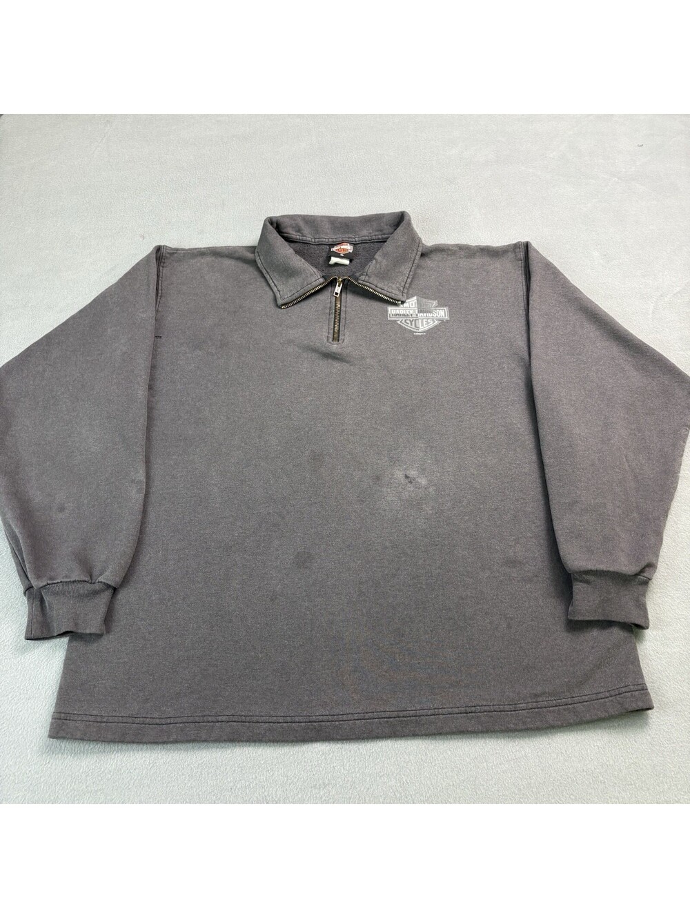Vintage 2002 Harley Davidson 1/4 Zip Sweatshirt Size XL Gray